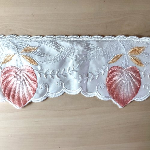 2m de ruban écru et rose - 11cm