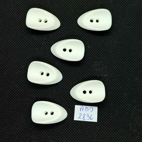 6 boutons en résine blanc - 17x28mm - abd2836