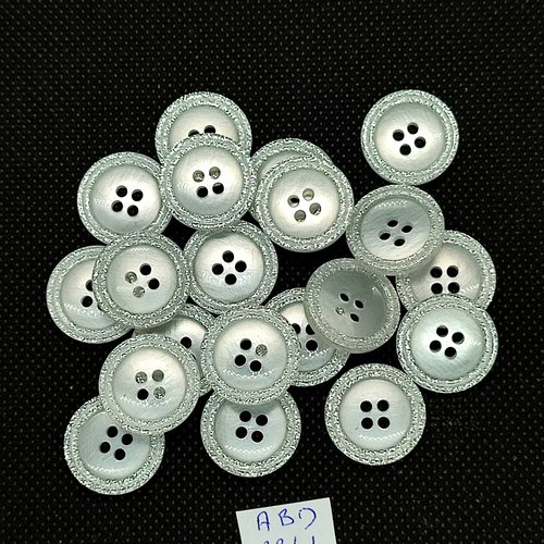 20 boutons en résine blanc brillant - 17mm - abd2841