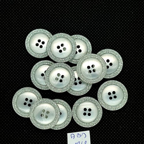 13 boutons en résine blanc brillant - 20mm - abd2842