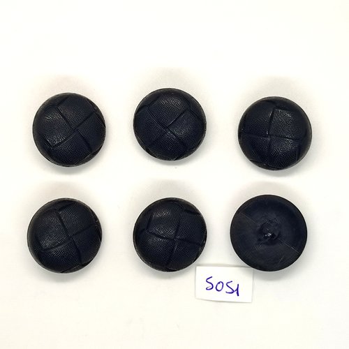 6 boutons en résine noir - 22mm - tr5051