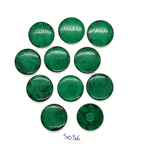 11 boutons en résine vert - 21mm - tr5056