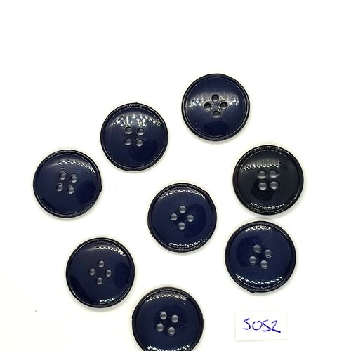 8 boutons en résine bleu foncé - 22mm - tr5052