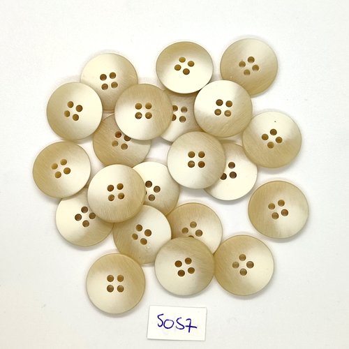 21 boutons en résine beige clair et blanc - 18mm - tr5057