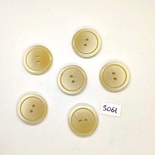 6 boutons en résine beige - 22mm - tr5061
