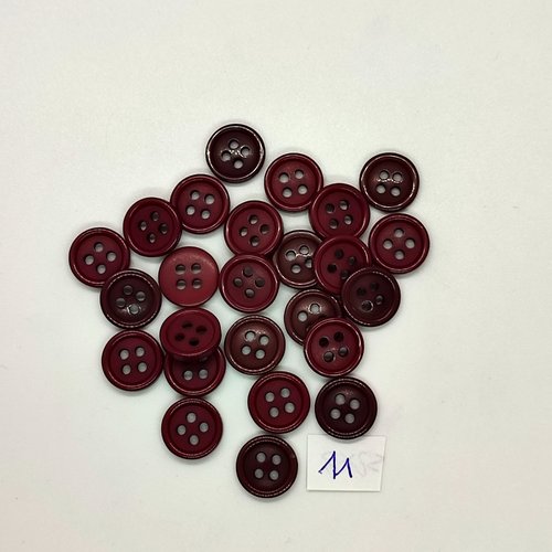 25 boutons en résine marron / bordeaux - 11mm