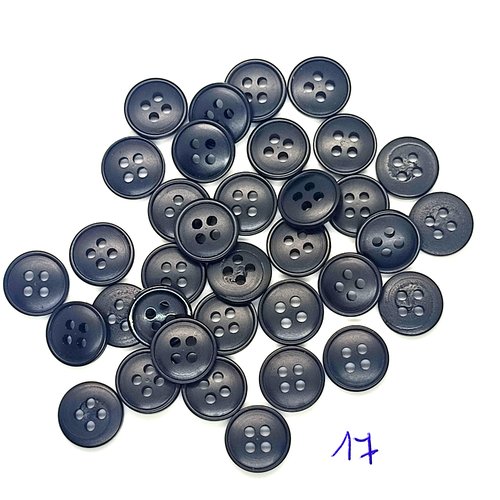 35 boutons en résine noir - 12mm