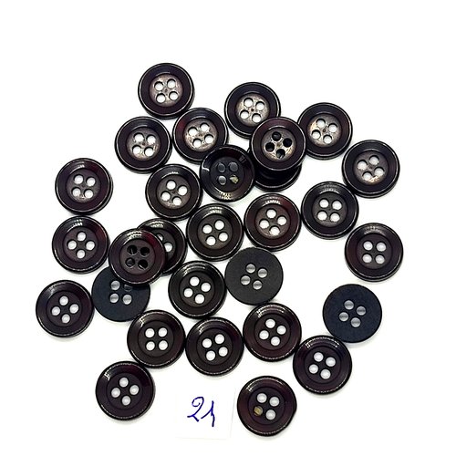 29 boutons en résine noir - 11/12mm