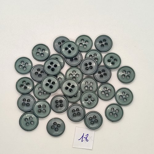 34 boutons en résine gris / bleu - 11mm