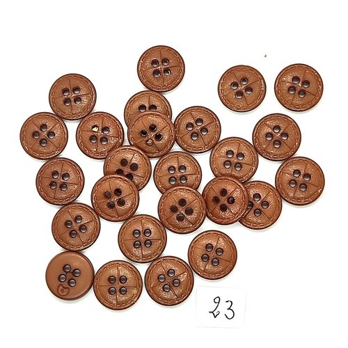 25 boutons en résine marron - 13mm