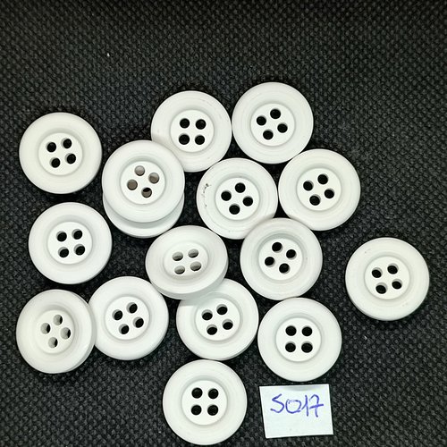 15 boutons en résine blanc - 18mm - tr5017