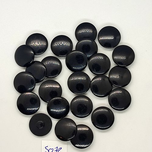25 boutons en résine noir - 15mm - tr5072