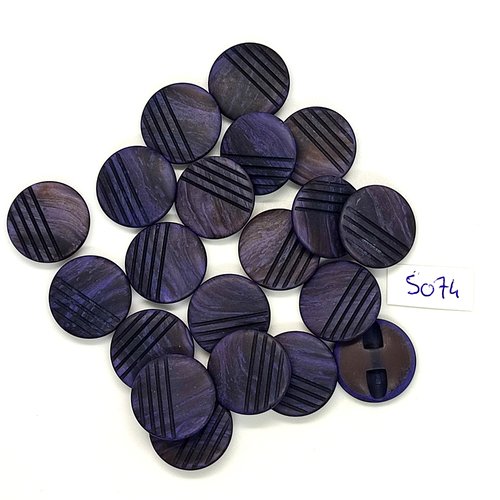 20 boutons en résine violet - 18mm - tr5074