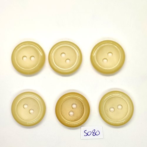 6 boutons en résine beige - 26mm - tr5080