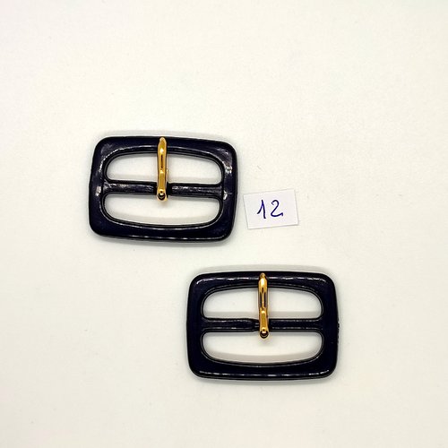 2 boucles de ceinture en résine bleu foncé - 27x38mm