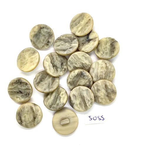 17 boutons en résine beige et gris - 20mm - tr5055