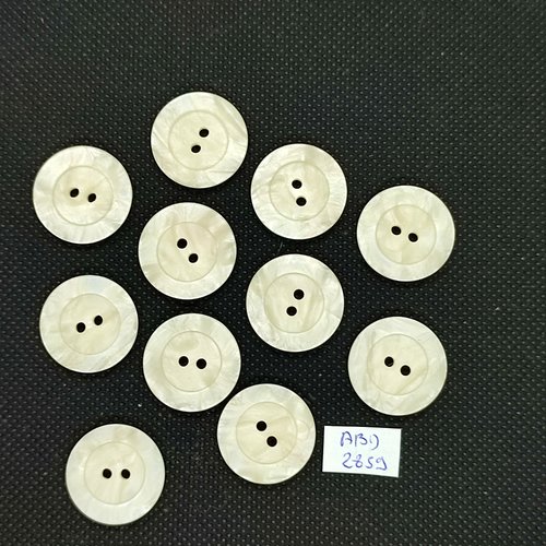 11 boutons en résine beige clair - 21mm - abd2859