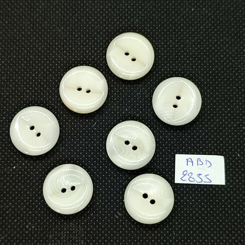 7 boutons en résine blanc cassé - 18mm - abd2855