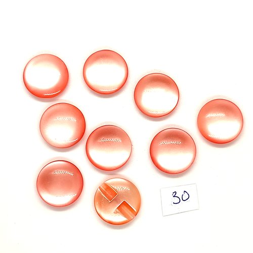 9 boutons en résine rose - 18mm - 30