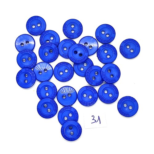 24 boutons en résine bleu - 12mm - 31