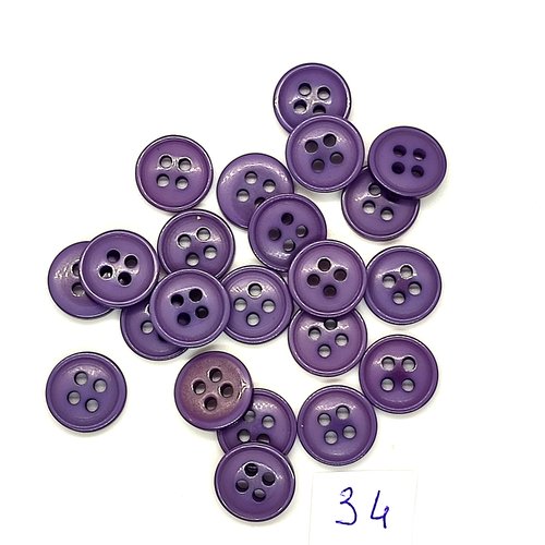 23 boutons en résine violet / lilas - 11mm - 34