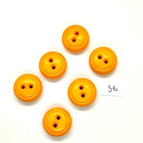 6 boutons en résine orange / jaune - 19mm - 38
