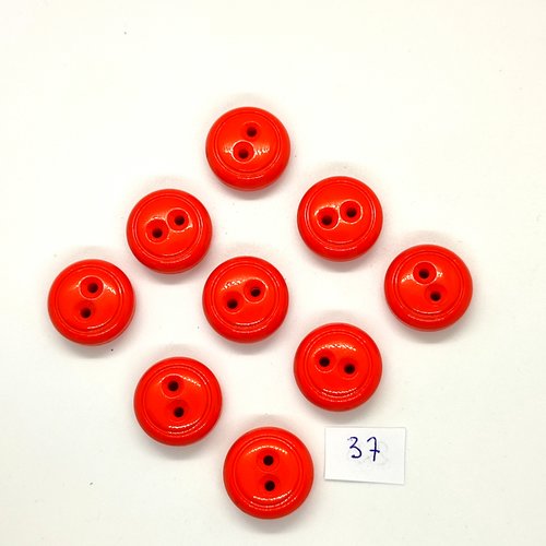 9 boutons en résine rouge - 19mm - 37