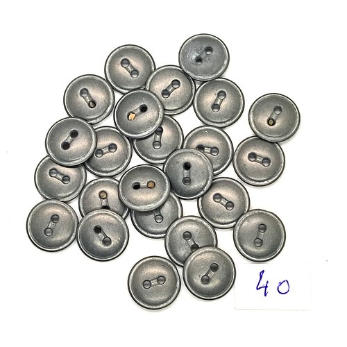 24 boutons en métal gris - 12mm - 40