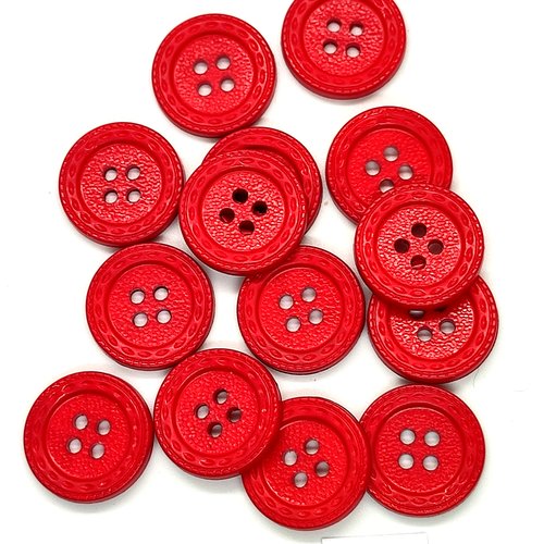 14 boutons en résine rouge - 20mm - 42