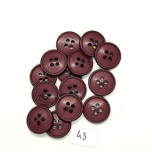 14 boutons en résine marron - 18mm - 43
