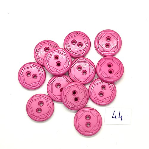 12 boutons en résine rose / lilas - 18mm - 44