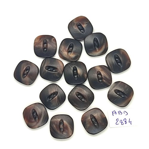 15 boutons en résine marron - 15x15mm - abd2884