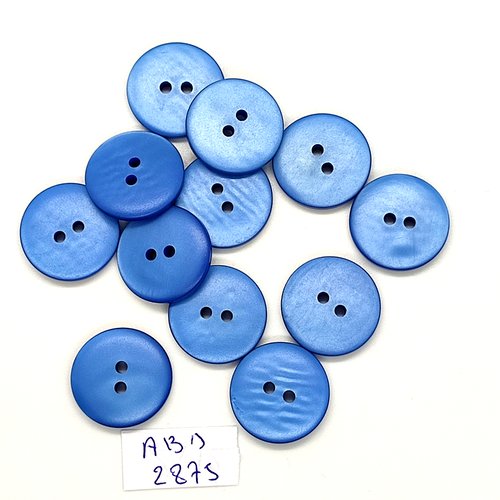 12 boutons en résine bleu - 18mm - abd2875