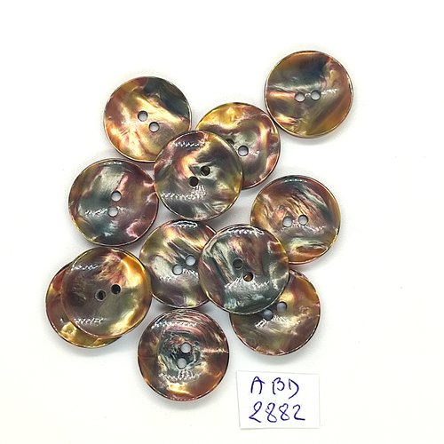 12 boutons en résine marron - 18mm - abd2882