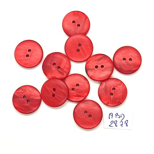 11 boutons en résine rouge - 18mm - abd2878