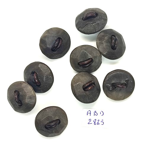 9 boutons en résine gris / marron - 21mm - abd2883