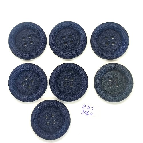 7 boutons en résine bleu foncé - 34mm - abd2860
