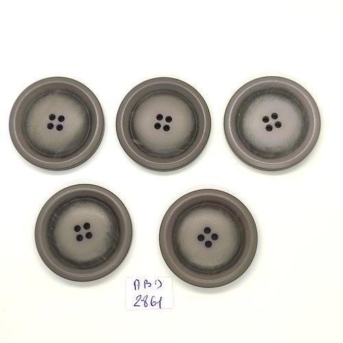 5 boutons en résine gris / taupe - 34mm - abd2861