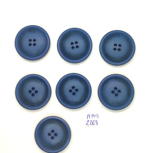 7 boutons en résine bleu - 28mm - abd2863