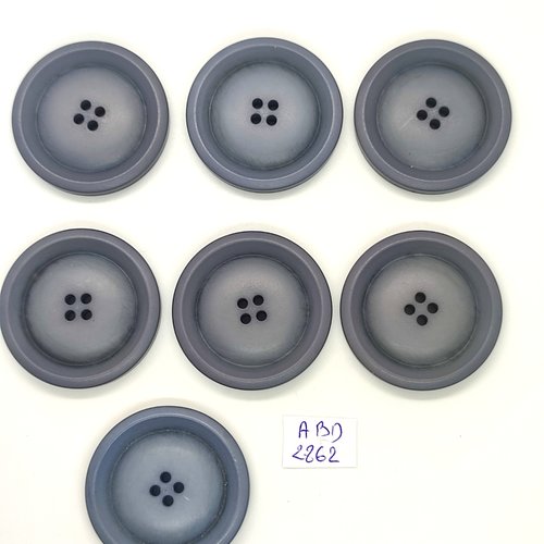 7 boutons en résine gris / bleu - 34mm - abd2862