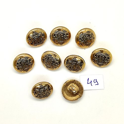 10 boutons en résine doré - 15mm - 49