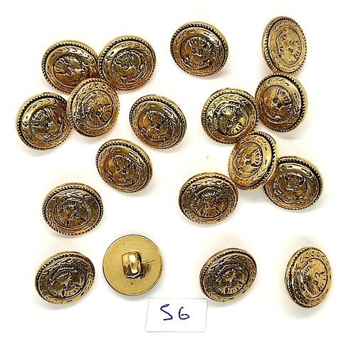 18 boutons en résine doré - 15mm - 56