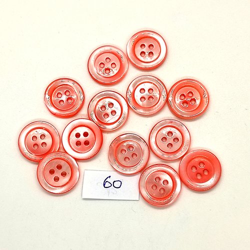 13 boutons en nacre rose - 15mm - 60