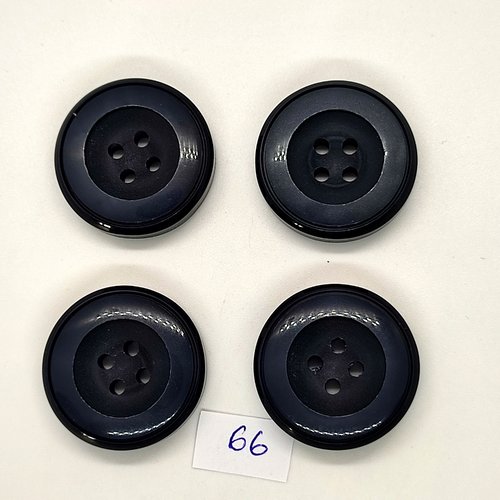 4 boutons en résine gris foncé - 32mm - 66