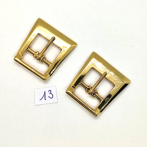 2 boucles de ceinture en métal doré - 27x29mm