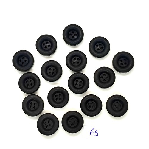 16 boutons en résine noir - 18mm - 69