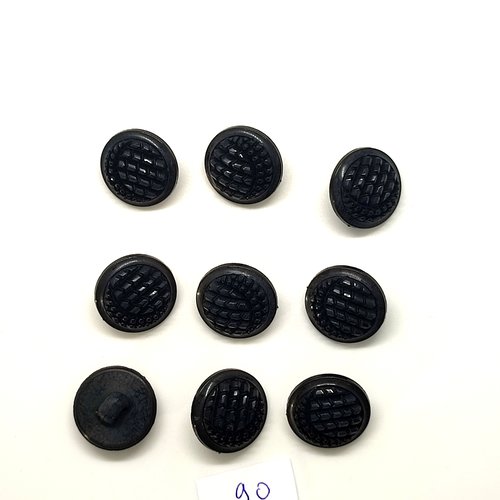 9 boutons en résine noir - 19mm - 90