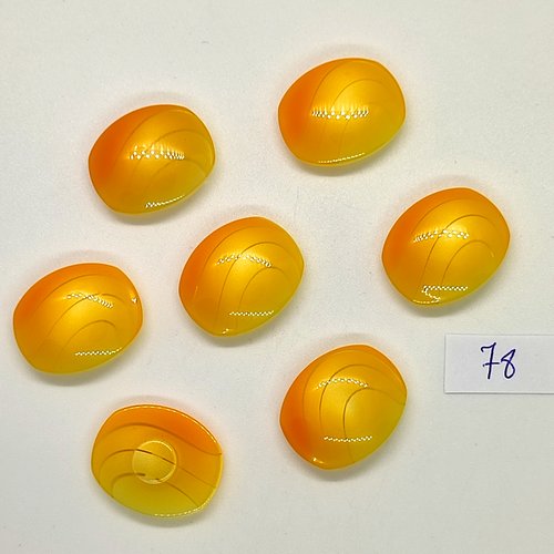 7 boutons en résine jaune et orange - 19x23mm - 78