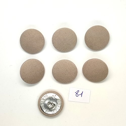7 boutons en passementerie beige et métal argenté - 22mm - 81