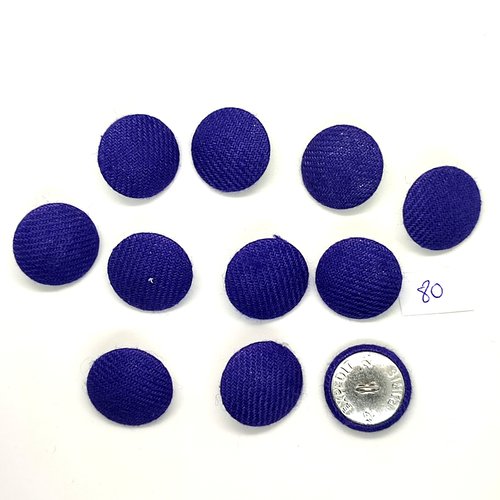 11 boutons en passementerie bleu et métal argenté - 22mm - 80